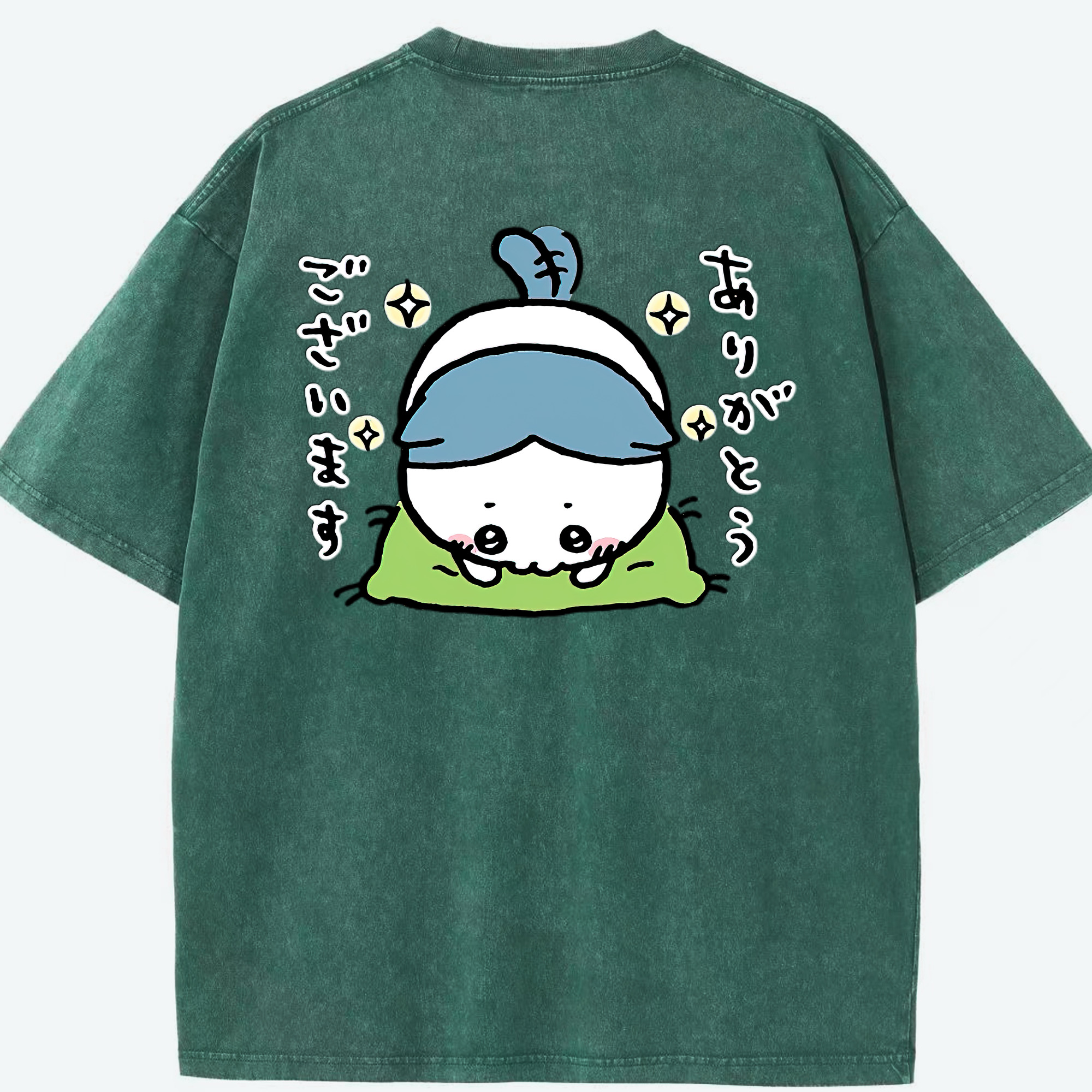 （画像用） ちいかわ ハチワレ Chii-kawa hachiware 綿100% ヴィンテージ風 半袖Tシャツ（背面プリント）